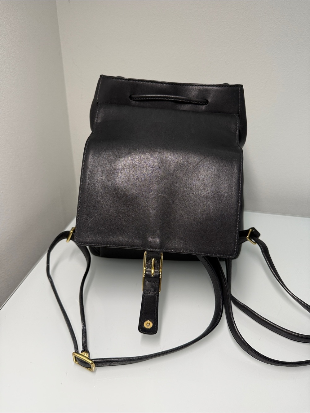 Vintage Y2K Coach Black Leather Drawstring Backpack Legacy West Large - Picture 5 of 10